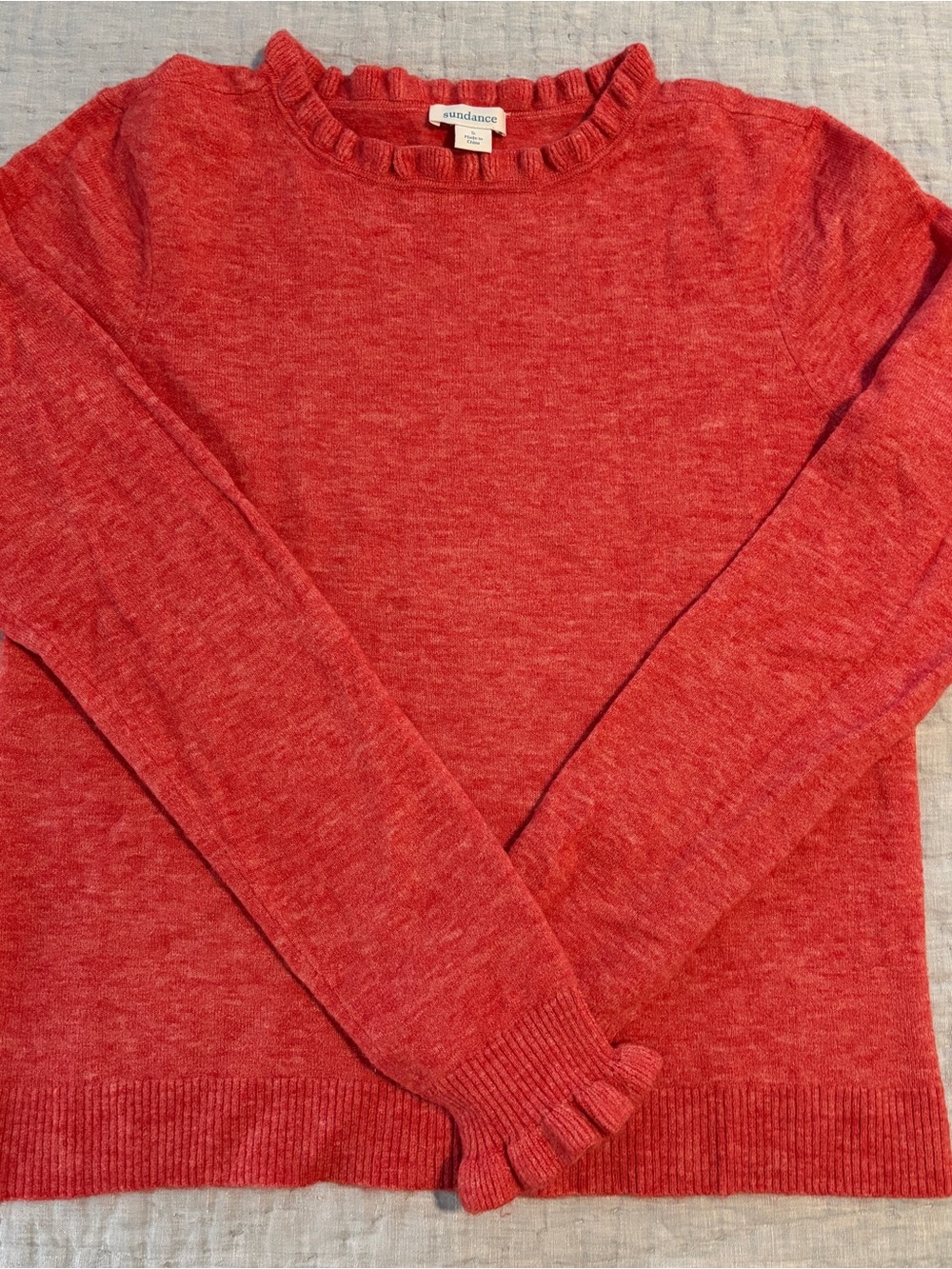 Sundance Coral Ruffle-Trim Scoopneck Sweater